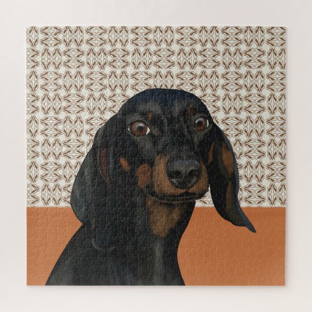 Quebra-cabeça Retrato de Cachorro Negro-Bonito (Vertical)