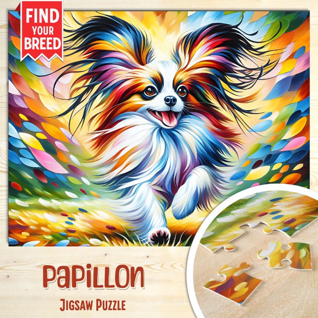 Quebra-cabeça Retrato de Cachorro Papillon Impressão de Arte em  (Criador carregado)