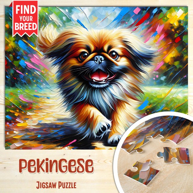 Quebra-cabeça Retrato de Cachorro Pequinês Impressão de Arte em  (Criador carregado)