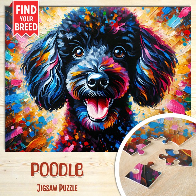 Quebra-cabeça Retrato de Cachorro Poodle Impressão de Arte em Ac (Criador carregado)