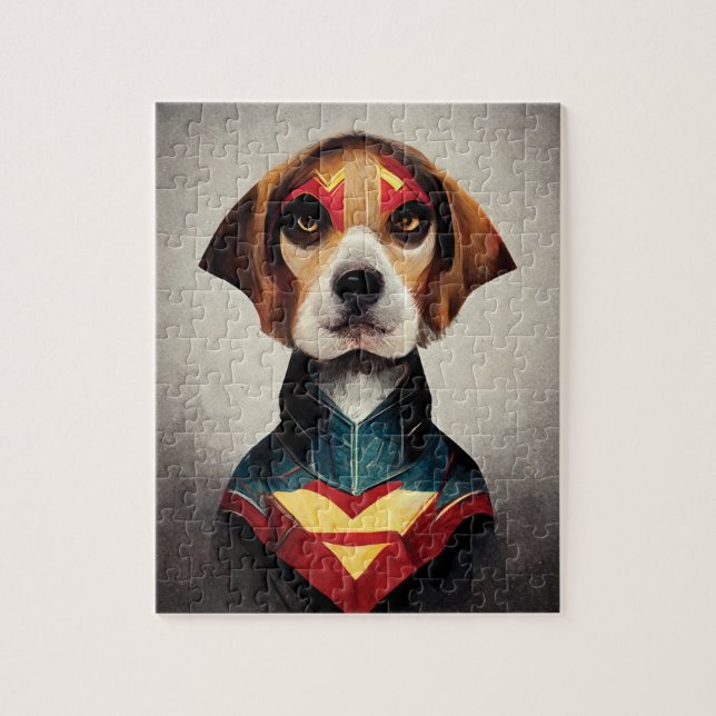 Quebra-cabeça Retrato de Cachorro Super-Herói | Beagle (Vertical)
