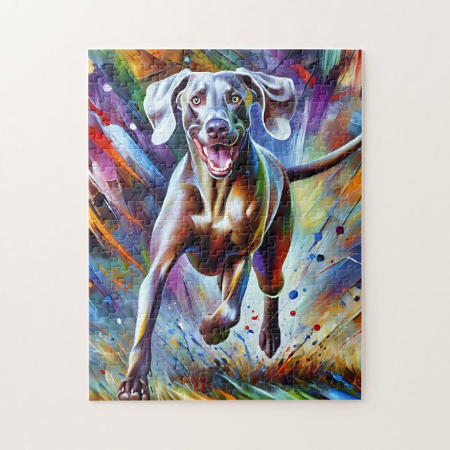 Quebra-cabeça Retrato de Cachorro Weimaraner Impressão de Arte A (Vertical)