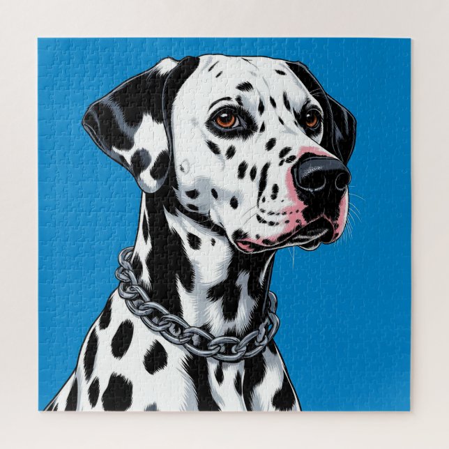 Quebra-cabeça Retrato de Cão Dalmata Contra Fundo Azul (Vertical)