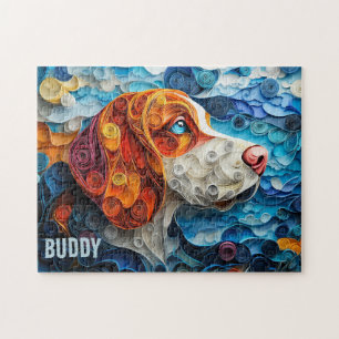 Quebra-cabeça Retrato de Cão de Arranjo de Papel Hound Basset