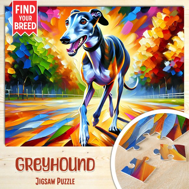 Quebra-cabeça Retrato de Cão Greyhound Impressão de Arte em Acrí (Criador carregado)