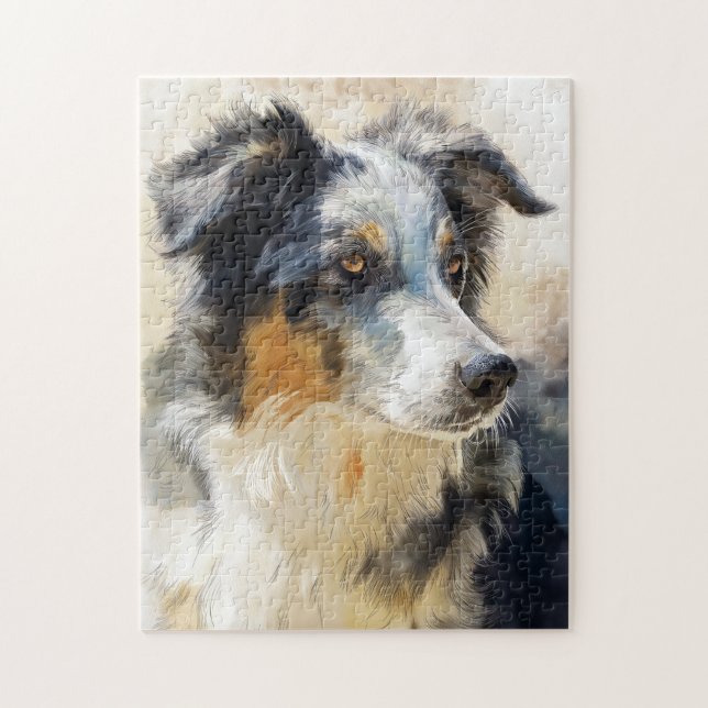 Quebra-cabeça retrato de cão pastor australiano (Vertical)