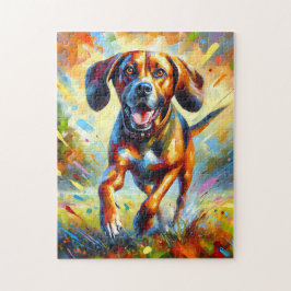 Quebra-cabeça Retrato de Cão Plott Hound em Impressão de Arte Ac