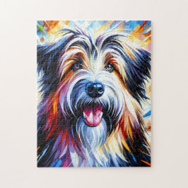 Quebra-cabeça Retrato de Cão Polish Lowland Sheepdog Arte Acríli