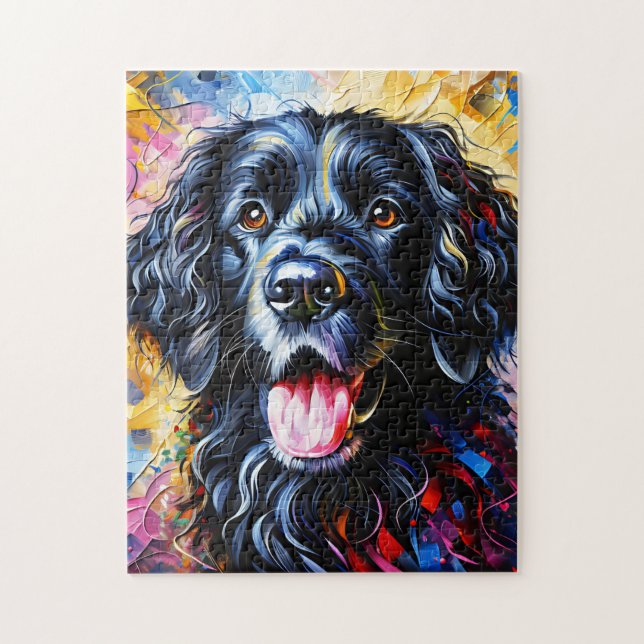 Quebra-cabeça Retrato de Cão Retriever de Cabelo Cacheado Arte e (Vertical)