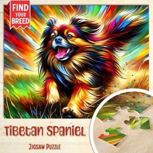 Quebra-cabeça Retrato de Cão Spaniel Tibetano Impressão de Arte 