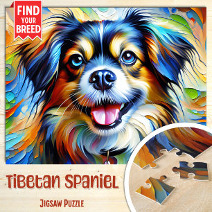 Quebra-cabeça Retrato de Cão Spaniel Tibetano Impressão de Arte