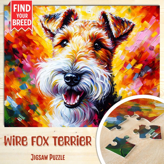 Quebra-cabeça Retrato de Cão Wire Fox Terrier Impressão de Arte  (Criador carregado)