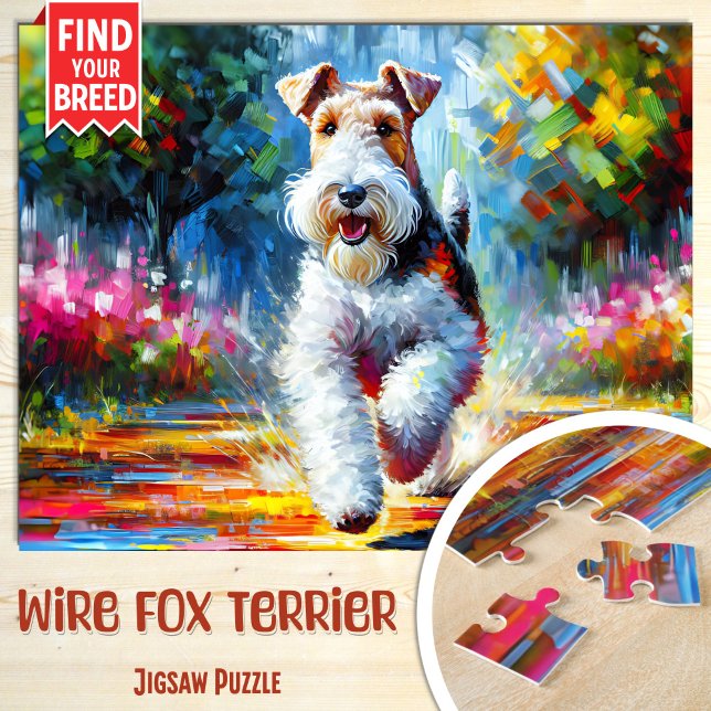 Quebra-cabeça Retrato de Cão Wire Fox Terrier Impressão de Arte  (Criador carregado)