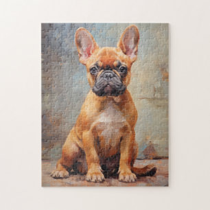 Quebra-cabeça Retrato de filhote de cachorrinho francês Bulldog