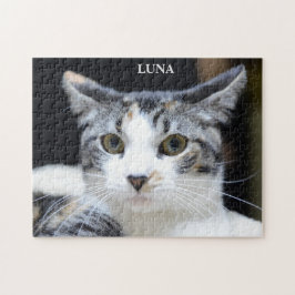 Quebra-cabeça Retrato de Gato Calico de Olho Verde