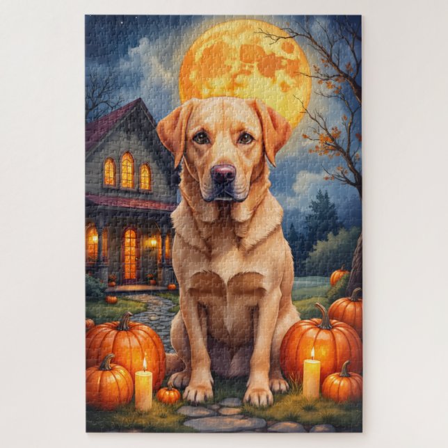 Quebra-cabeça Retrato de Halloween Aconchegante do Labrador Retr (Vertical)