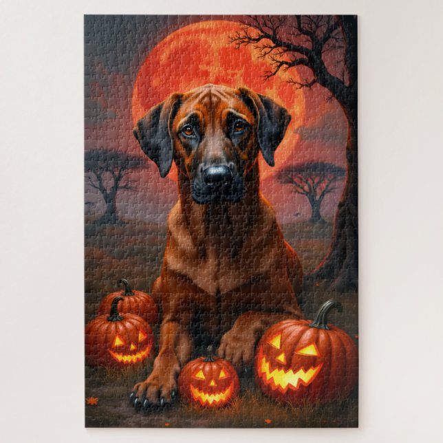 Quebra-cabeça Retrato de Halloween da Lua de Sangue do Ridgeback (Vertical)