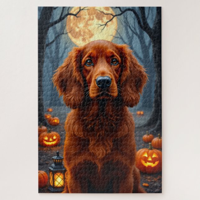 Quebra-cabeça Retrato de Halloween Gótico Setter Vermelho Irland (Vertical)