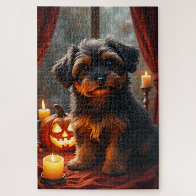 Quebra-cabeça Retrato de Halloween Havanês em Arte Gótica (Vertical)