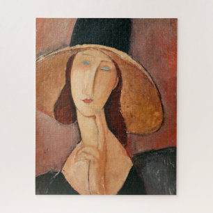 Quebra-cabeça Retrato de Jeanne Hebuterne em um chapéu grande