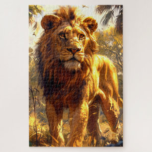 Quebra-cabeça Retrato de Leão Intenso Safari Dourado