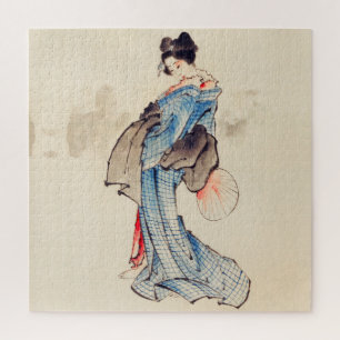 Quebra-cabeça Retrato de Mulher em Pé por Katsushika Hokusai