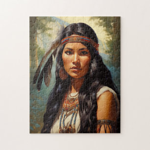 Quebra-cabeça Retrato de Mulher Indígena Americana