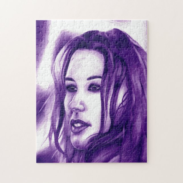 Quebra-cabeça Retrato de Mulher Pessoas Roxas Arte Original (Vertical)
