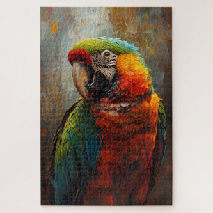 Quebra-cabeça Retrato de papagaio artístico - Pintura a óleo vib