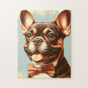 Quebra-cabeça Retrato de pintura de Bulldog Francês Vintage