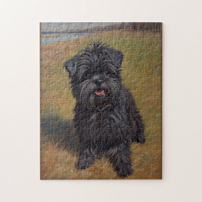 Quebra-cabeça Retrato de Pintura de Óleo de Cão Affenpinscher (Vertical)