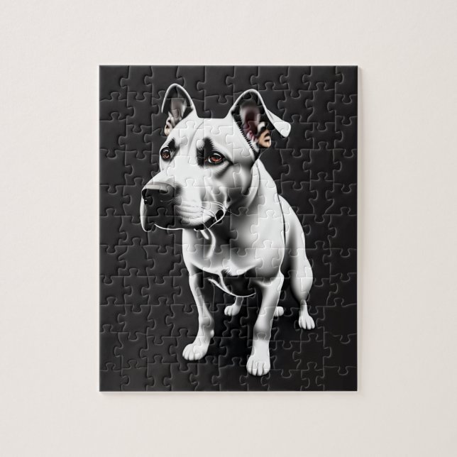 Quebra-cabeça Retrato de um cão branco e preto (Vertical)