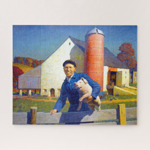 Quebra-cabeça Retrato de um Fazendeiro NC Wyeth 1943 Arte Americ