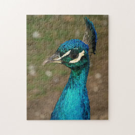 Quebra-cabeça Retrato de um pavão azul