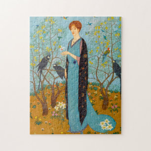 Quebra-cabeça Retrato de uma Mulher em um Jardim por Edmund Dula