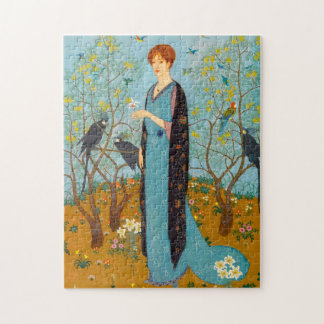 Quebra-cabeça Retrato de uma Mulher em um Jardim por Edmund Dula