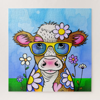 Quebra-cabeça Retrato de Vaca Doodle
