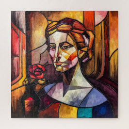 Quebra-cabeça Retrato de vidro abstrato com Rosa