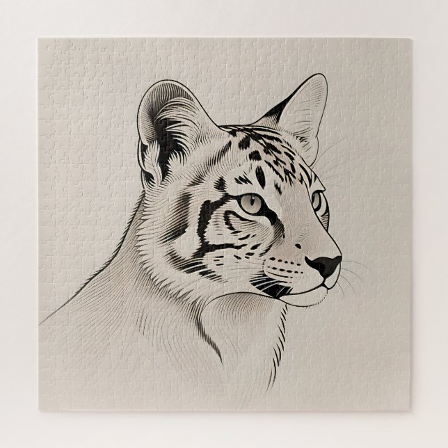 Quebra-cabeça Retrato Detalhado de Lince em Arte Linear (Vertical)