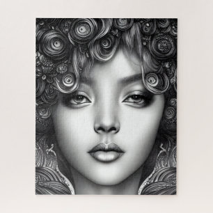 Quebra-cabeça Retrato digital de arte divina Black Girl