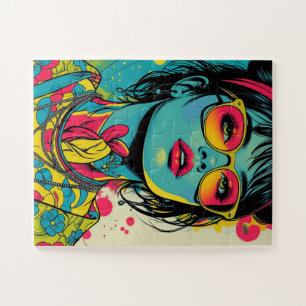 Quebra-cabeça Retrato Diva Neon Pop - Arte Retroativa Negrito e