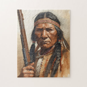 Quebra-cabeça Retrato do Chefe Indígena Geronimo Guerreiro