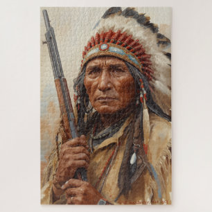 Quebra-cabeça Retrato do Chefe Indígena Geronimo Guerreiro