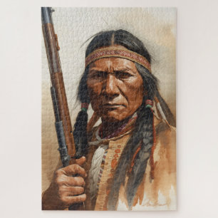 Quebra-cabeça Retrato do Chefe Indígena Geronimo Guerreiro