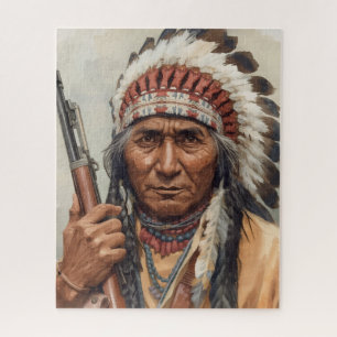 Quebra-cabeça Retrato do Chefe Indígena Geronimo Guerreiro