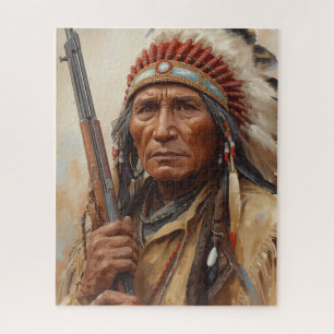 Quebra-cabeça Retrato do Chefe Indígena Geronimo Guerreiro