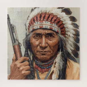 Quebra-cabeça Retrato do Chefe Indígena Geronimo Guerreiro