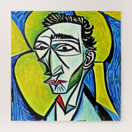Quebra-cabeça Retrato do Homem de Arte abstrato Amarelo e Azul