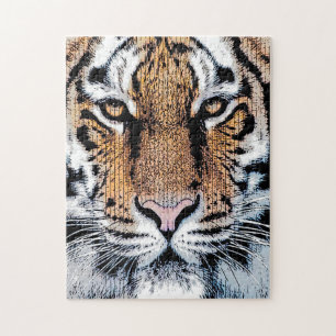 Quebra-cabeça Retrato do Tigre no Estilo de Impressão Gráfico