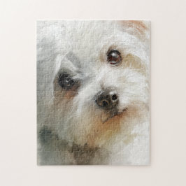 Quebra-cabeça retrato em aquarela de cão maltês